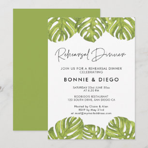 Invitación Hojas de palma tropicales boda de la cena