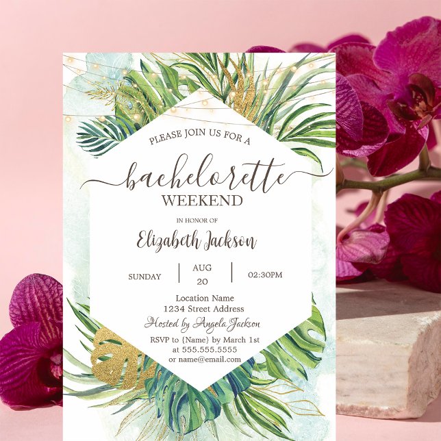 Invitación Hojas de Palma Tropicales Fiesta de Soltera de Ver (Subido por el creador)