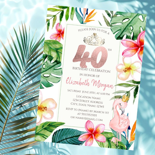 Invitación Hojas de Palma Tropicales Flores Flamenco Rosa 40º (Subido por el creador)