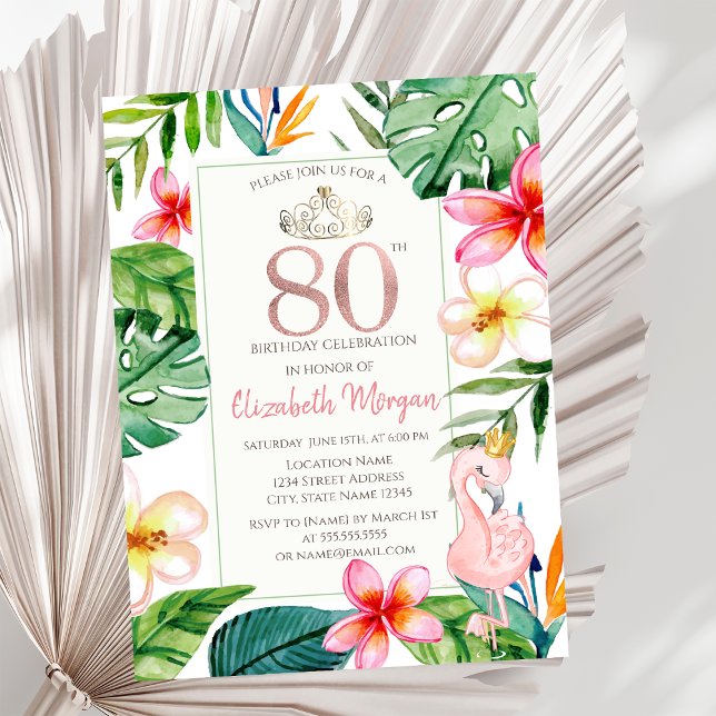 Invitación Hojas de Palma Tropicales Flores Flamenco Rosa 80º (Subido por el creador)