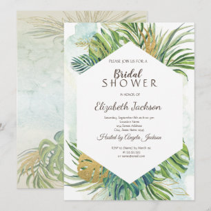 Invitación Hojas de Palma Tropicales Lluvia de Novia de Veran