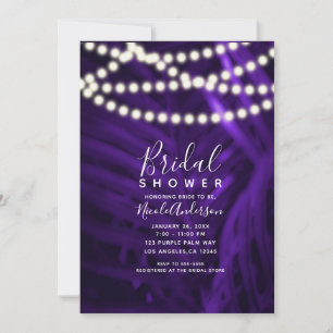 Invitación Hojas de Palma Tropicales Moradas y Luces para Des