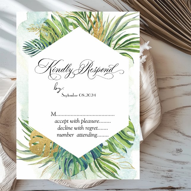 Invitación Hojas de Palma Tropicales Verano RSVP (Subido por el creador)
