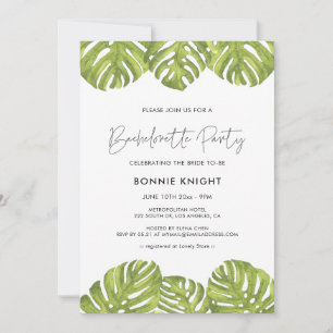 Invitación hojas de palma verde tropical Bachelorette Party