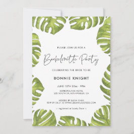 Invitación hojas de palma verde tropical Bachelorette Party