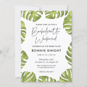 Invitación hojas de palma verde tropical Bachelorette Weekend