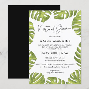 Invitación Hojas de palma verdes tropicales Ducha de bebé vir