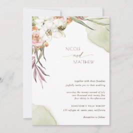 Invitación Hojas de palmeras florales, Boda verde y de hierba