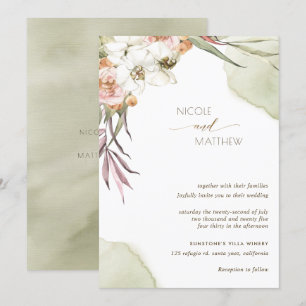 Invitación Hojas de palmeras florales, Boda verde y de hierba