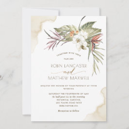 Invitación Hojas de palmeras secas tropicales y florales, Bod