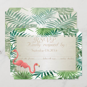 Invitación Hojas de palmeras tropicales,Tarjeta RSVP de boda 