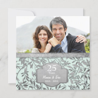 Invitación Hojas de plata 25 Aniversario de bodas