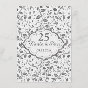 Invitación Hojas de plata 25 Aniversario de Bodas
