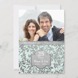 Invitación Hojas de plata 25 aniversario de bodas