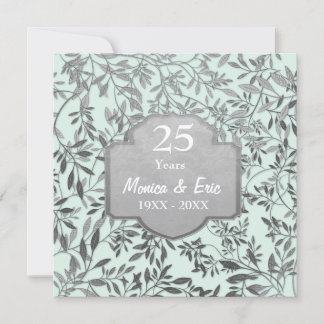 Invitación Hojas de plata 25 aniversario de bodas