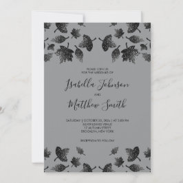 Invitación Hojas de plata gris espárragos otoño Boda otoño