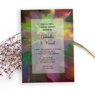 Invitación Hojas de roble otoñales Hydrangea Parejas Ducha de