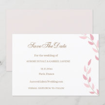 Hojas de Rosa Tostado Otoño Guardar la Fecha Boda