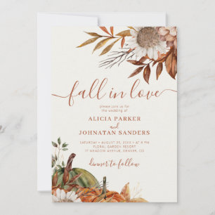 Invitación Hojas de terracota boho floral otoño marfil boda