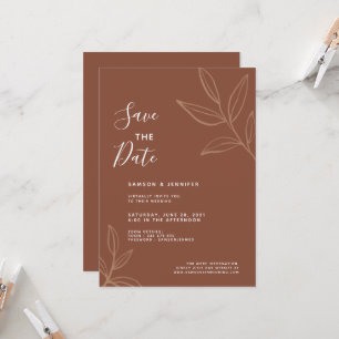Invitación Hojas de Terracota Salva la Fecha Boda Virtual