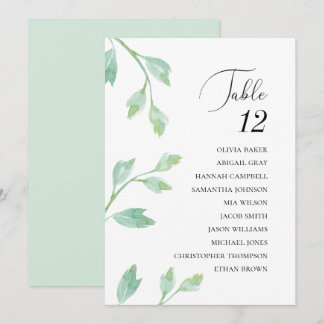 Invitación Hojas de turquesa elegantes. Cartas de asientos de