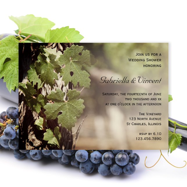 Invitación Hojas de uva natural de viña ducha de matrimonio (Subido por el creador)