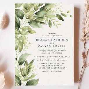 Invitación Hojas de Verde de Eucalipto Boda Moderna