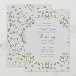Invitación Hojas de Verde Oliva Avena Natural Boda Rústica