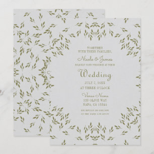 Invitación Hojas de Verde Oliva Avena Natural Boda Rústica