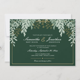 Invitación Hojas de Verde Salvia en Boda Verde Esmeralda