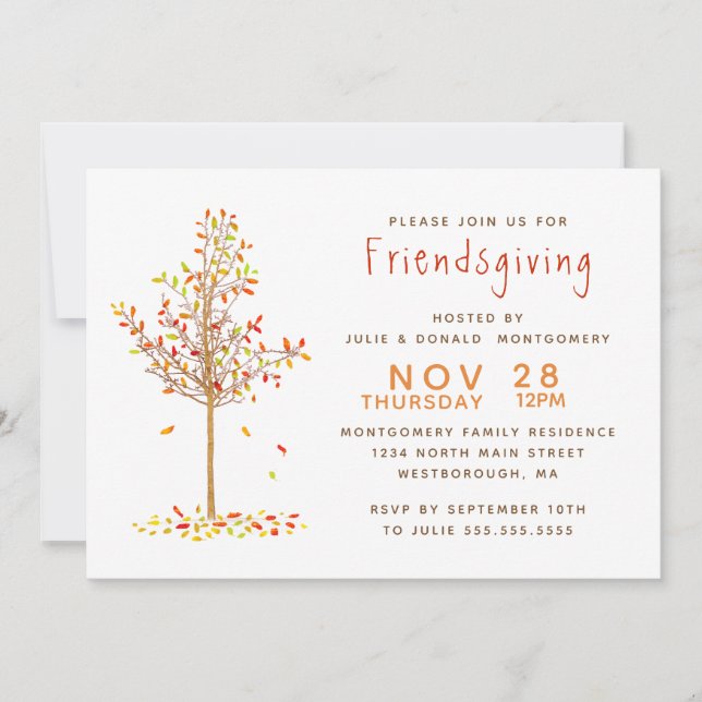 Invitación Hojas del árbol del otoño de la acuarela de (Anverso)