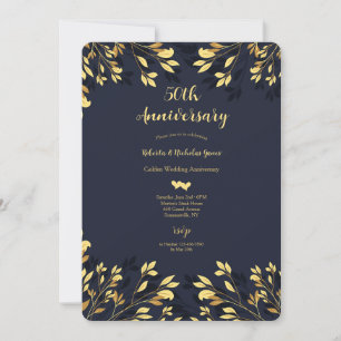 Invitación Hojas Doradas 50 Aniversario de Boda