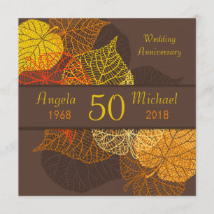 Invitación Hojas doradas de otoño Aniversario de boda