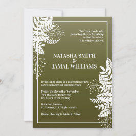Invitación Hojas elegantes, verde oliva