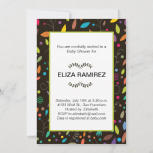 Invitación hojas estampadas de bebé ducha