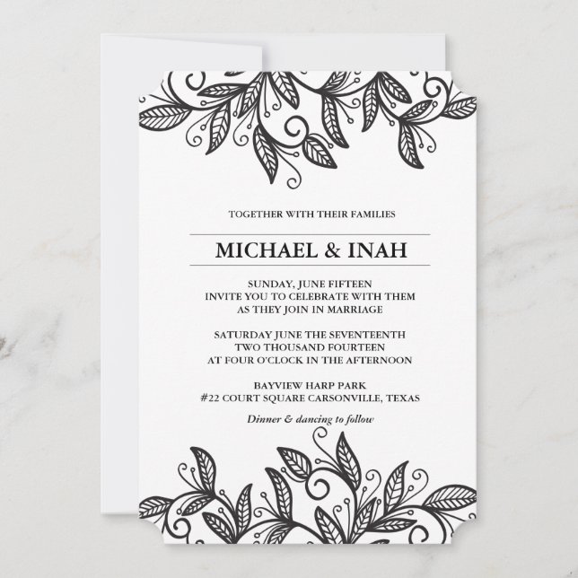 Invitación hojas giratorias de doodle (Anverso)