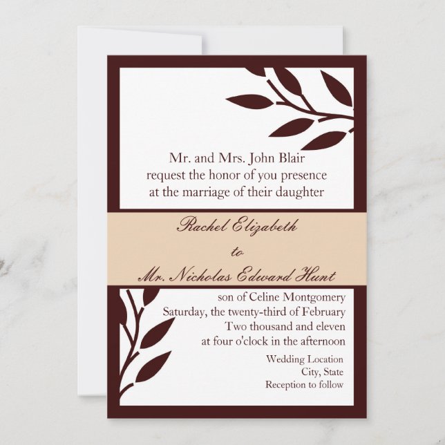 Invitación Hojas marrones:Invitación (Anverso)