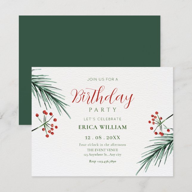 Invitación Hojas minimalistas elegantes (Anverso / Reverso)