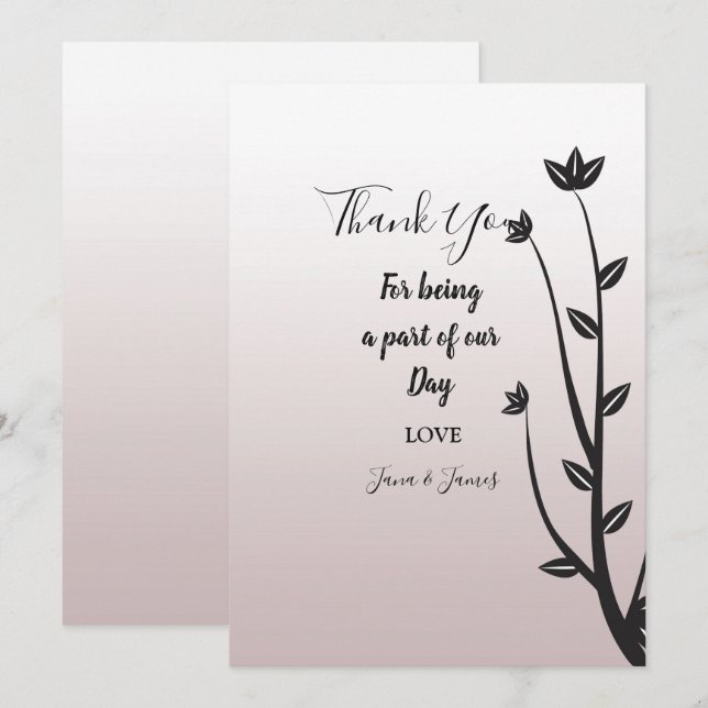 Invitación Hojas modernas elegantes simples gracias (Anverso / Reverso)