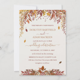Invitación Hojas otoñales de color de agua Boda