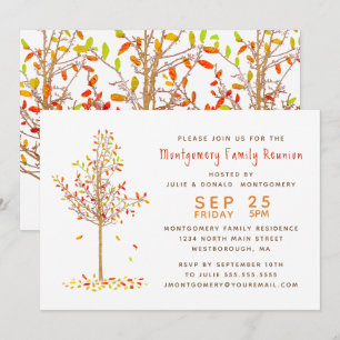 Invitación Hojas otoñales del árbol de la unión familiar