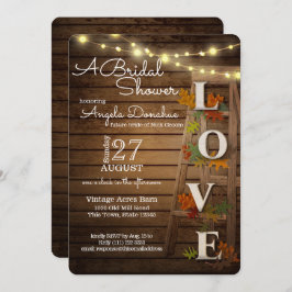 Invitación Hojas otoñales y ducha de novias rusticas más larg