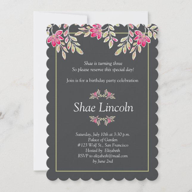 Invitación hojas pintadas (Anverso)