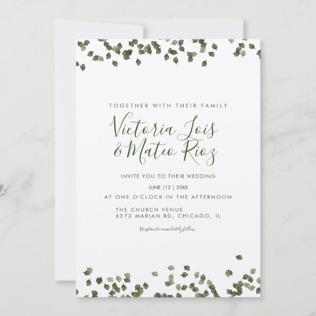 Invitación Hojas que caen Otoño Rústico Boda  (Anverso)