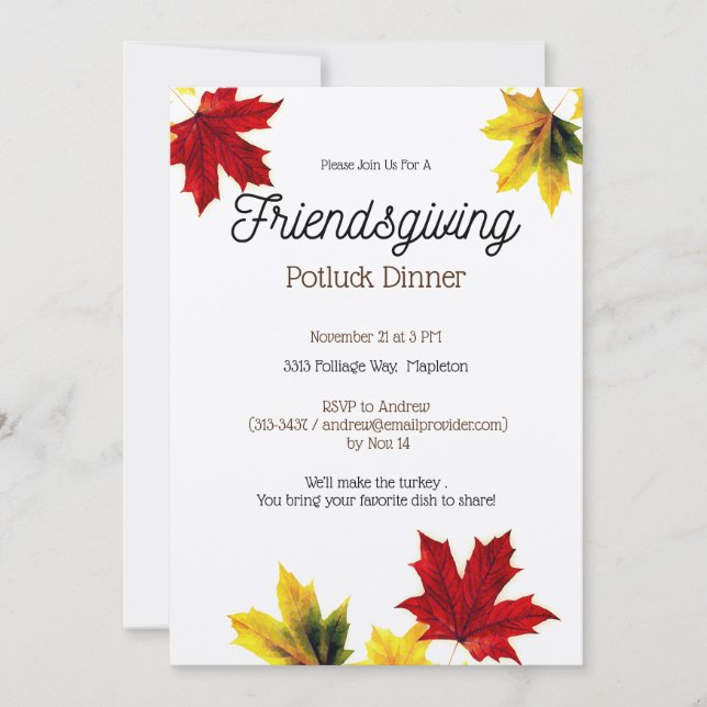 Invitación Hojas rusas de arce - Amistad (Anverso)