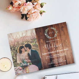 Invitación Hojas rusas en el Boda fotográfico de madera de gr