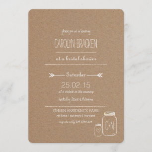 Invitación Hojas rusas  Masonjar  Ducha nupcial cardíaca 2