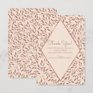 Invitación Hojas Rústicas Rosadas Botánicas Glam Gracias