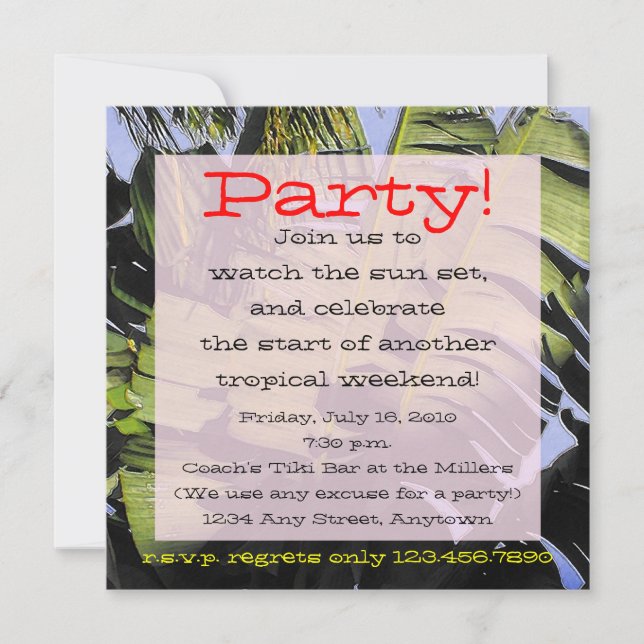 Invitación Hojas tropicales (Anverso)