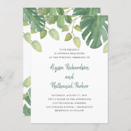 Invitación Hojas tropicales | Boda verde y blanco